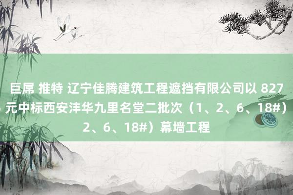 巨屌 推特 辽宁佳腾建筑工程遮挡有限公司以 8276685.05 元中标西安沣华九里名堂二批次(1、2、6、18#)幕墙工程