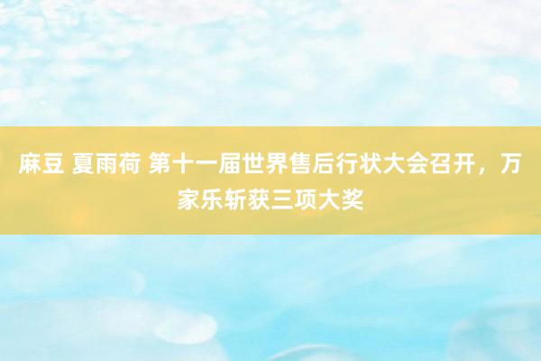 麻豆 夏雨荷 第十一届世界售后行状大会召开，万家乐斩获三项大奖
