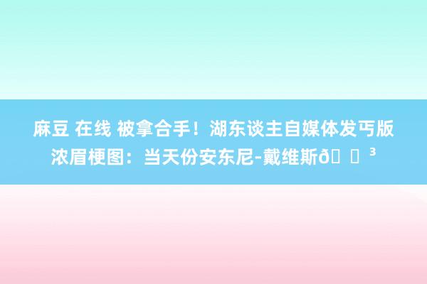 麻豆 在线 被拿合手！湖东谈主自媒体发丐版浓眉梗图：当天份安东尼-戴维斯😳
